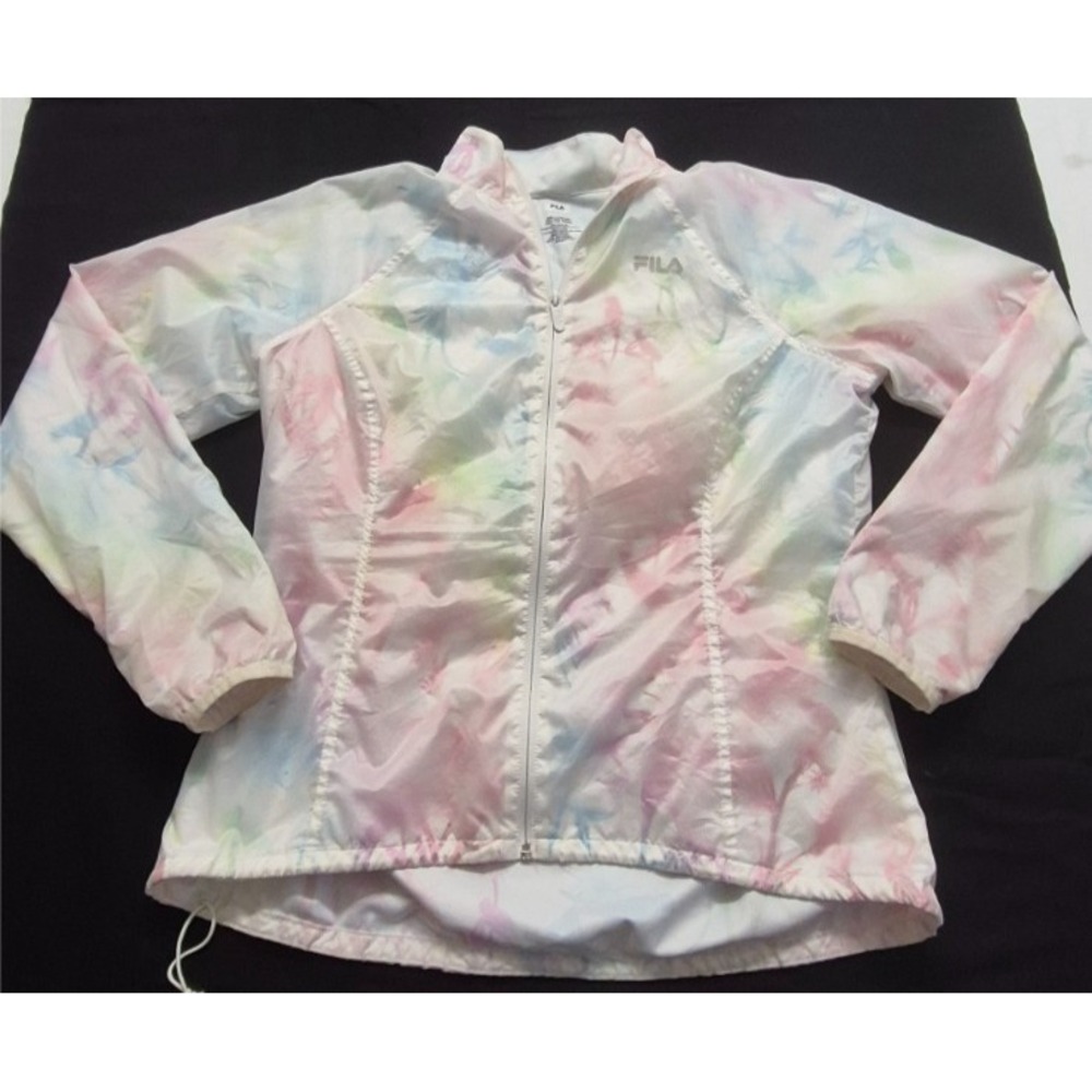 Fila Sports Women's Windbreaker Jacket LG Pastel floral Print full Zip Athletic